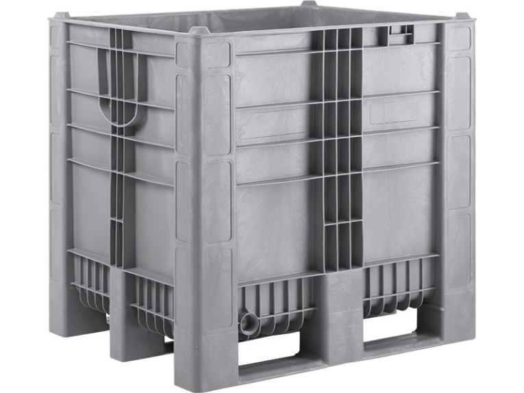 BoxPallet 1200х1000х1140 сплошной, на 3-х полозьях серый купить в Омске