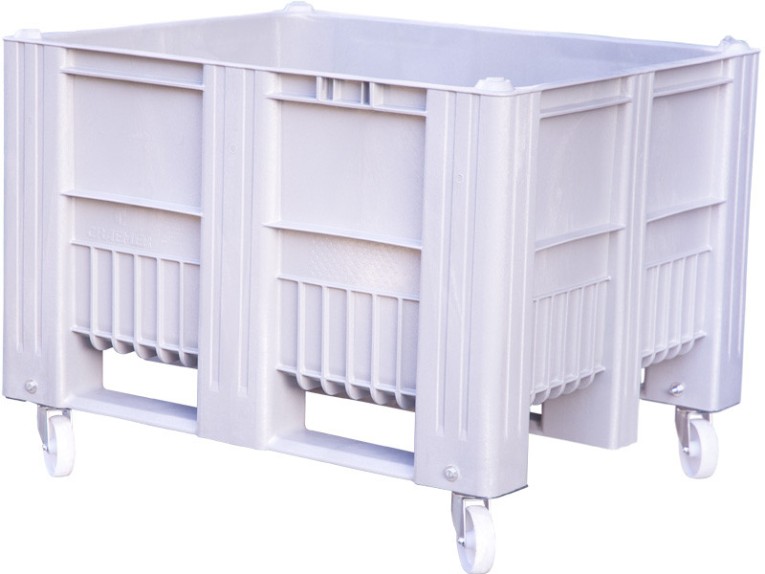 BoxPallet 1200x1000x900 мм сплошной на колесах серый купить в Омске