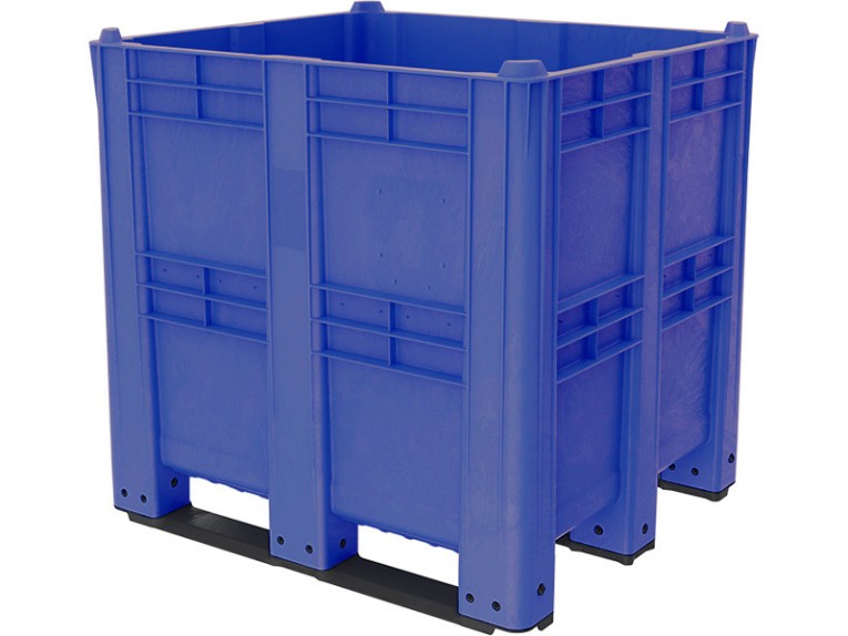 BoxPallet 1300х1150х1250 сплошной, на 3 полозьях синий купить в Омске