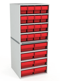 Стационарная кассетница ДиКом (на 2 яруса) с красными ящиками Стационарная кассетница ДиКом (на 2 яруса) с красными ящиками