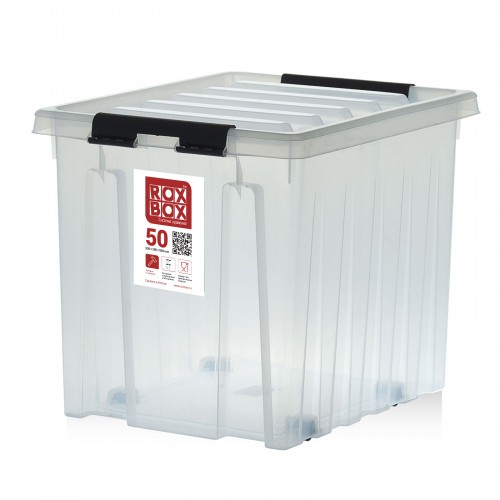 Контейнер Rox Box Original 50 (500х390х390 мм с крышкой и клипсами, на роликах, прозрачный) купить в Омске
