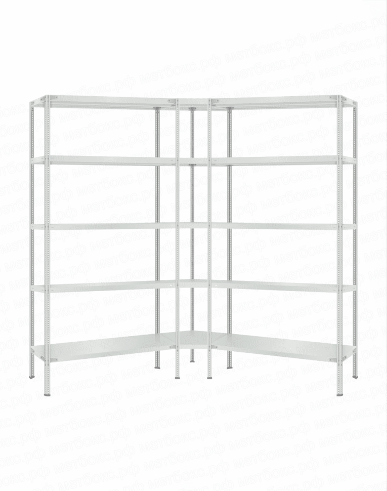 Стеллаж угловой 2000х1600х1600 (5 ярусов глубиной 400мм) купить в Омске Стеллаж угловой 2000х1600х1600 (5 ярусов глубиной 400мм) купить в Омске