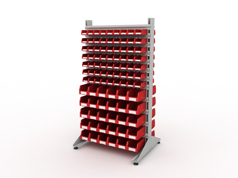 Стеллаж для пластиковых лотков SORTEX двухсторонний 1800x1000x800.04 купить в Омске Стеллаж для пластиковых лотков SORTEX двухсторонний 1800x1000x800.04 купить в Омске