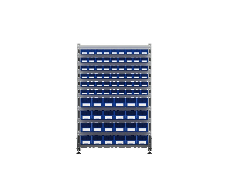 Стеллаж для пластиковых лотков SORTEX односторонний 1500x1000x450.04 купить в Омске Стеллаж для пластиковых лотков SORTEX односторонний 1500x1000x450.04 купить в Омске