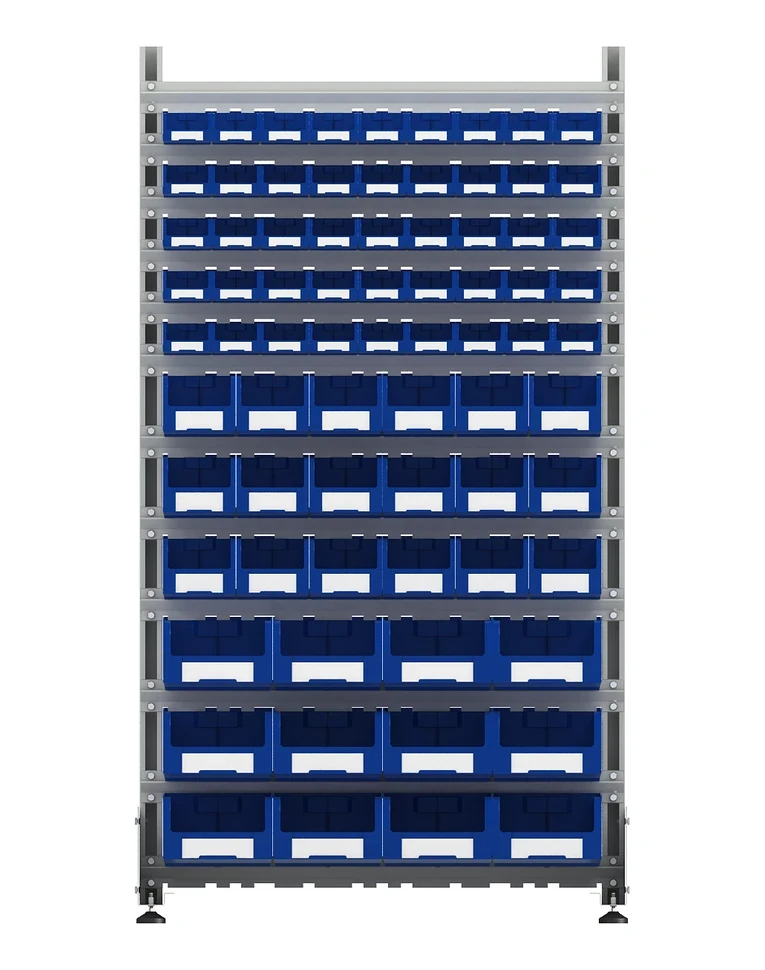 Стеллаж для пластиковых лотков SORTEX односторонний 1800x1000x450.06 купить в Омске Стеллаж для пластиковых лотков SORTEX односторонний 1800x1000x450.06 купить в Омске