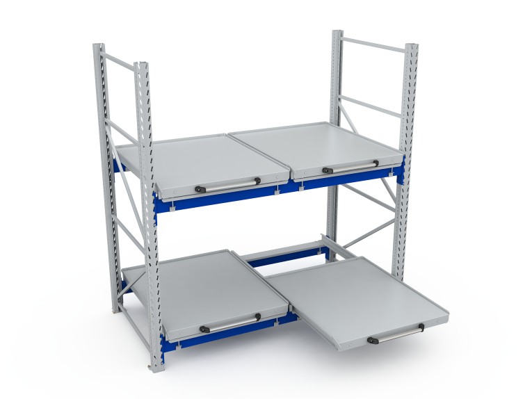 Стеллаж с выкатными платформами S-HEAVY 500 (2 яруса хранения) купить в Омске